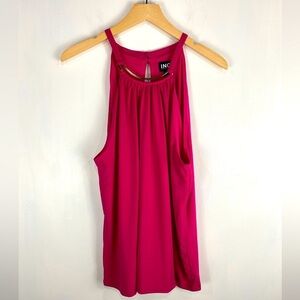 INC‎ Gold Bar Flowy Tank Top Shirt Blouse Pink Dragon Fruit Size Large (NWT)
